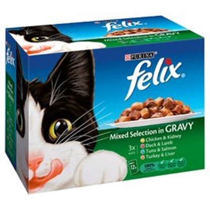 Picture of Felix Cat Pouches Mixed In Gravy 100g 12 Pouches